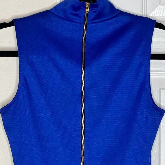 Women's Mock Neck Midi Fitted Dress in Royal Blue - US Small - Picture 4 of 5